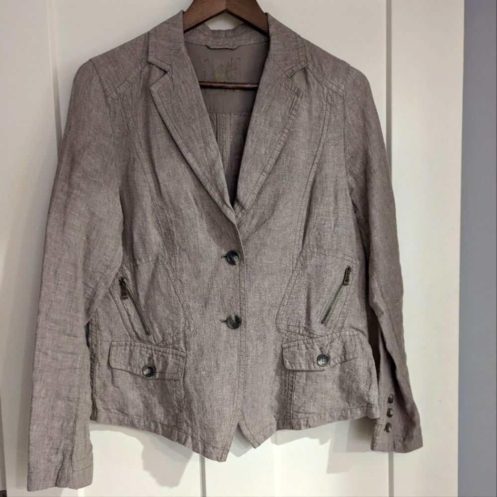 Olsen women's 2 button lightweight blazer cotton linen